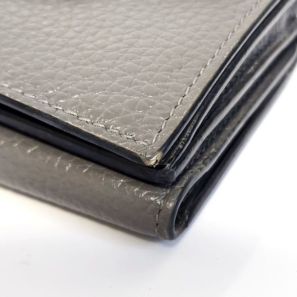 BALENCIAGA Tri-fold Wallet Compact 640107 Grey Leather Folding Women Men - Picture 7 of 11